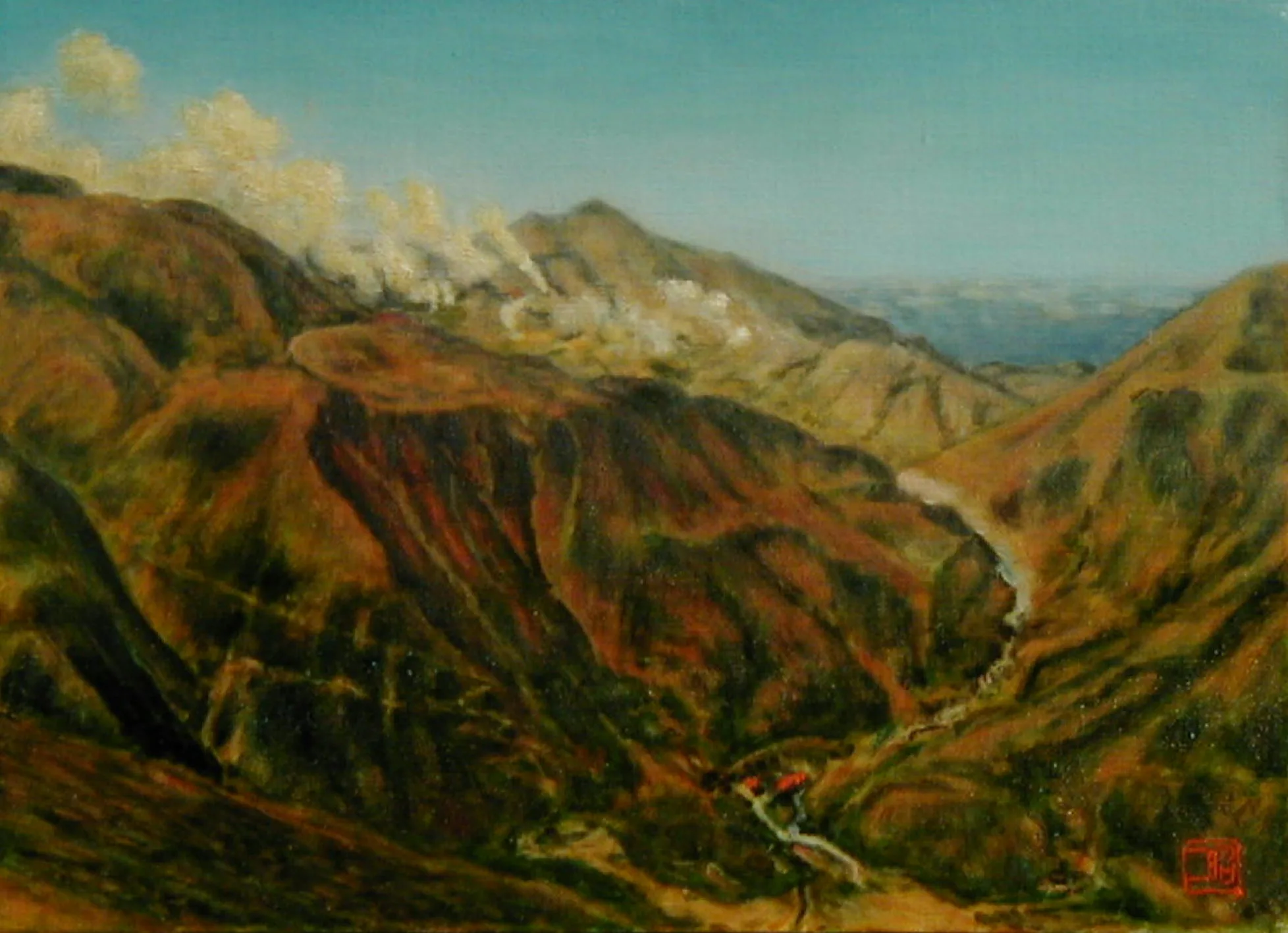 硫黄山噴煙・大船側で